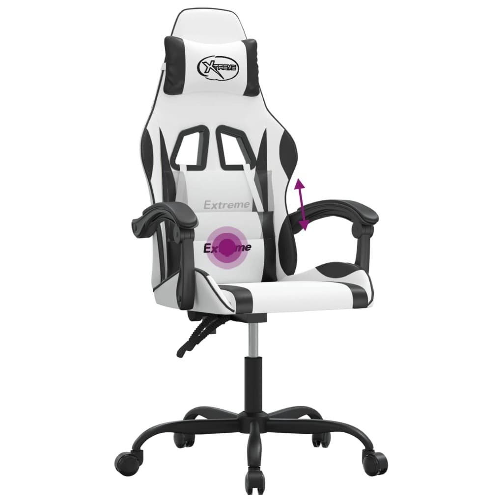 Swivel gaming chair, black and white, eco-leather