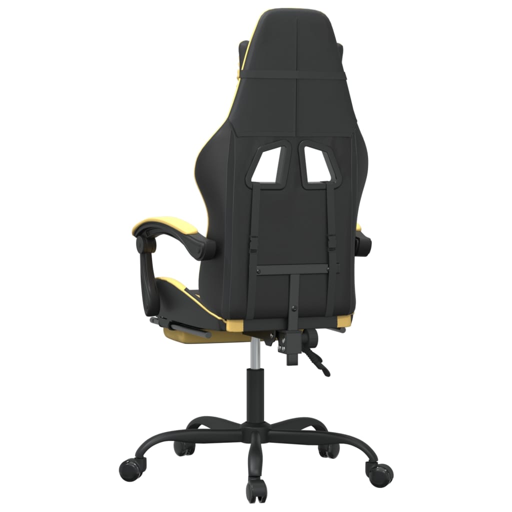 Swivel gaming chair/footrest black/gold eco leather