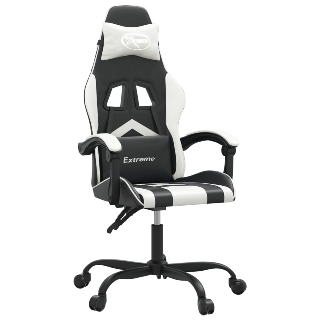 Swivel gaming chair, black and white, eco-leather