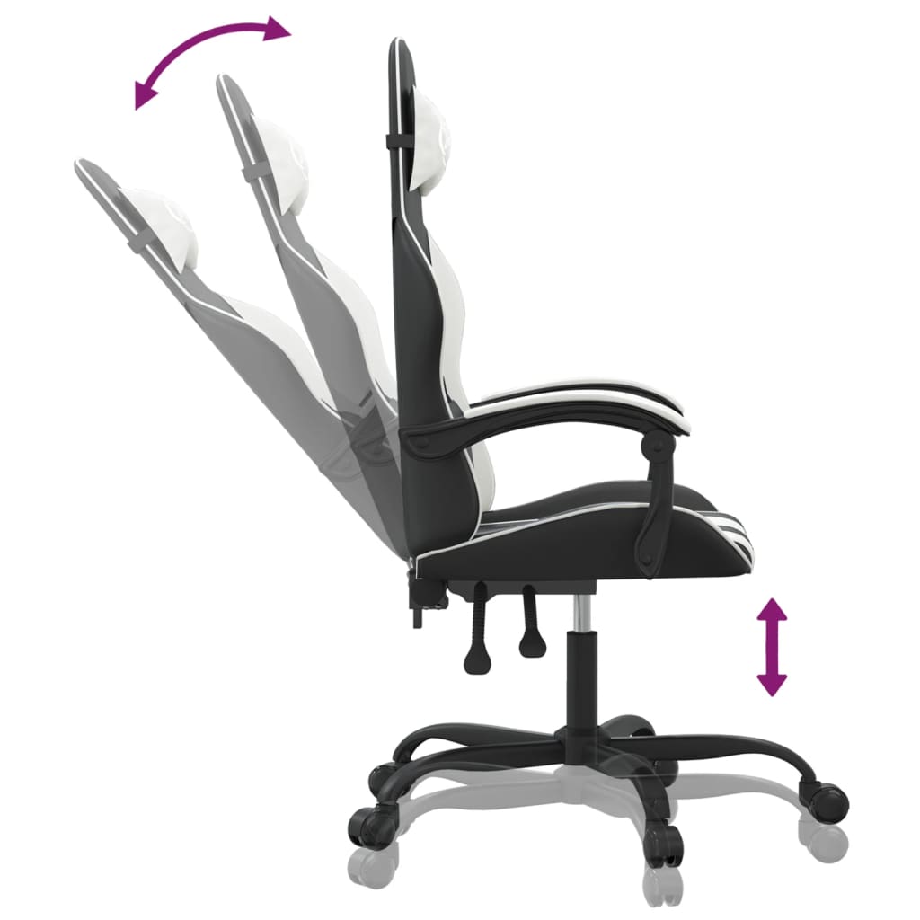 Swivel gaming chair, black and white, eco-leather