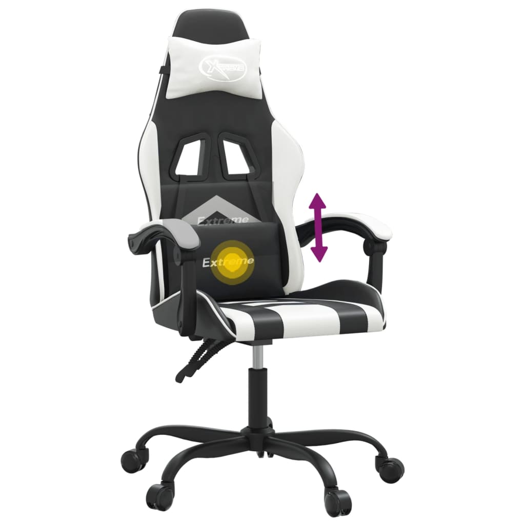 Swivel gaming chair, black and white, eco-leather