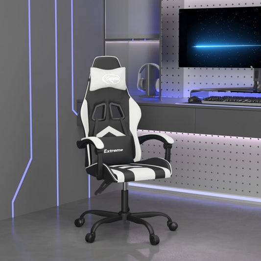 Swivel gaming chair, black and white, eco-leather