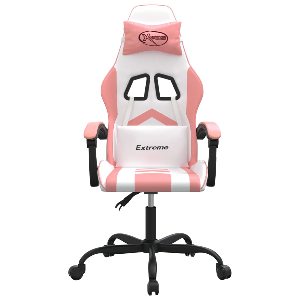 Swivel gaming chair, white and pink, eco-leather