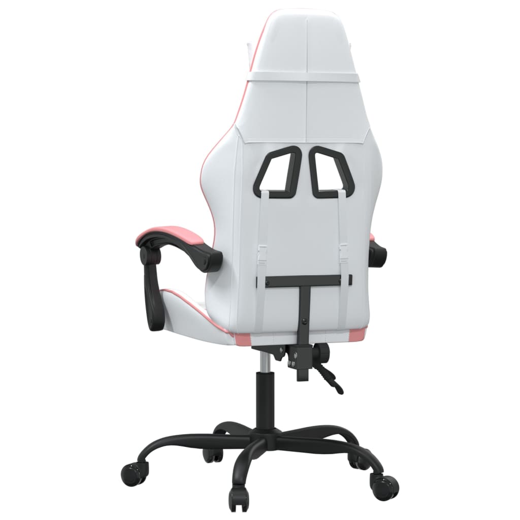 Swivel gaming chair, white and pink, eco-leather