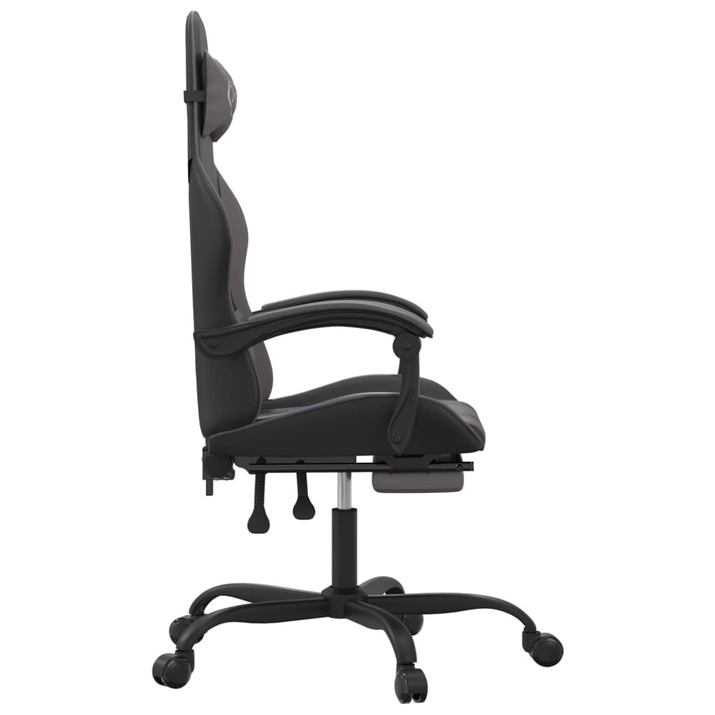 Swivel gaming chair/footrest black/grey eco leather