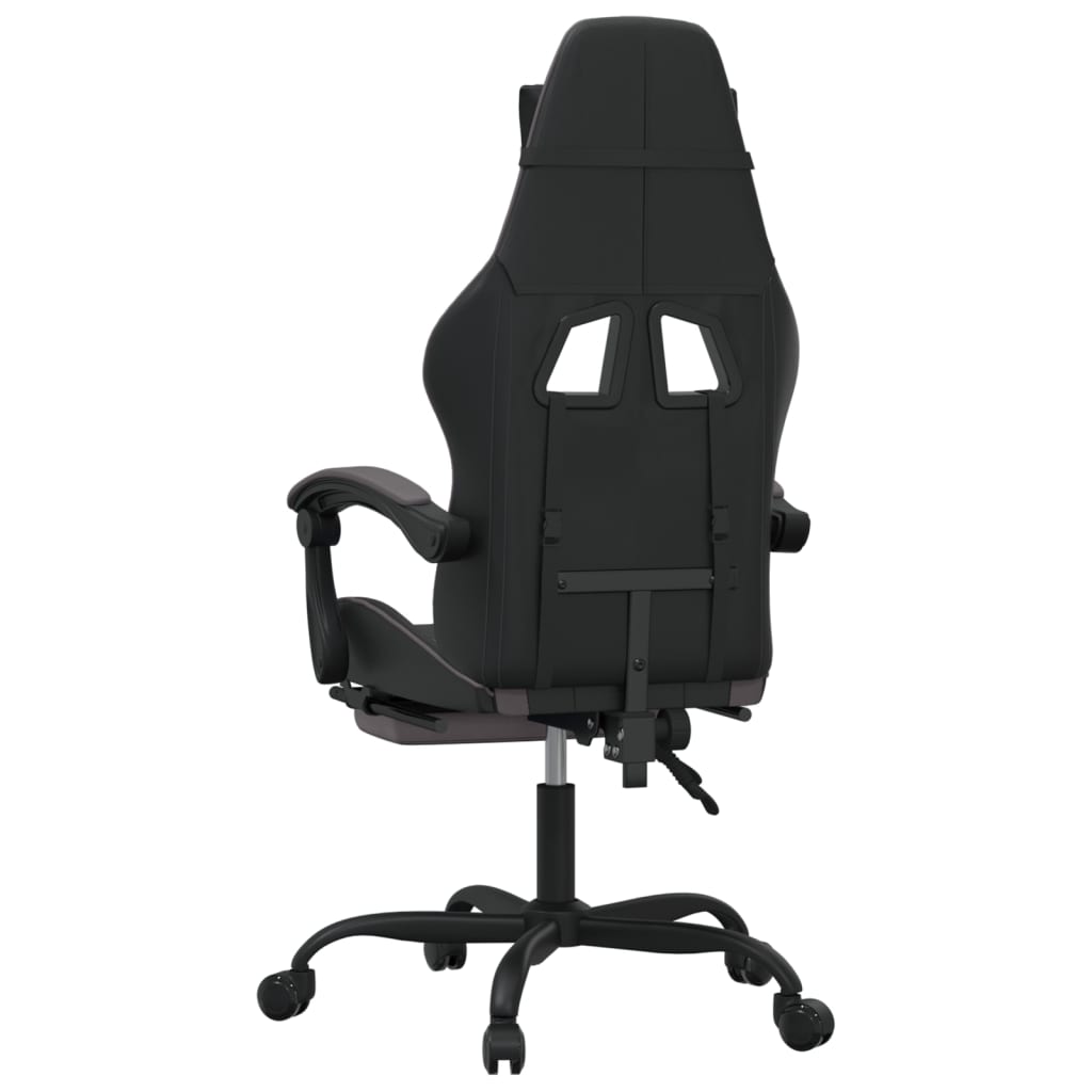 Swivel gaming chair/footrest black/grey eco leather