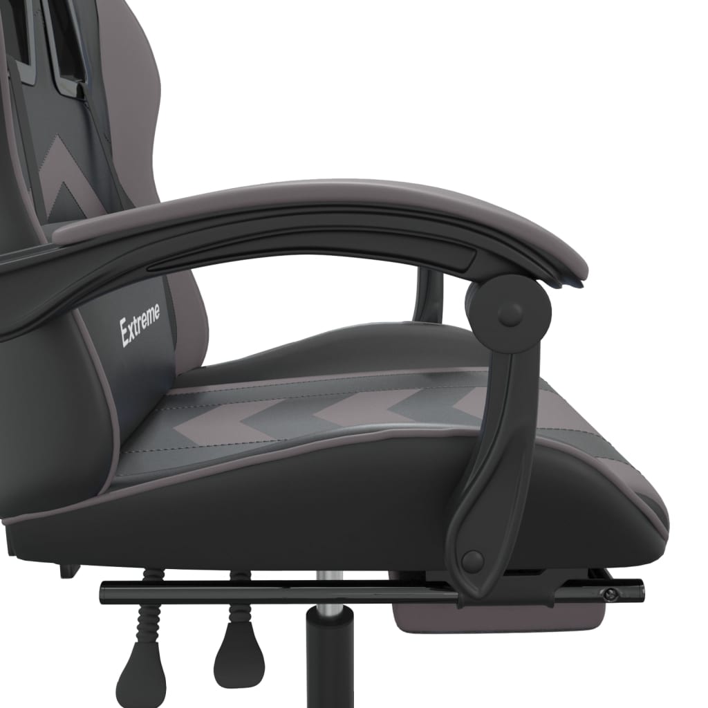 Swivel gaming chair/footrest black/grey eco leather