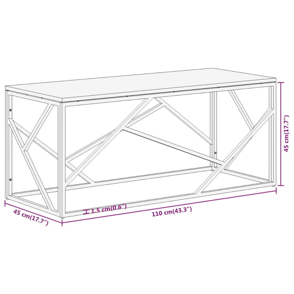 Silver stainless steel and solid recycled wood coffee table