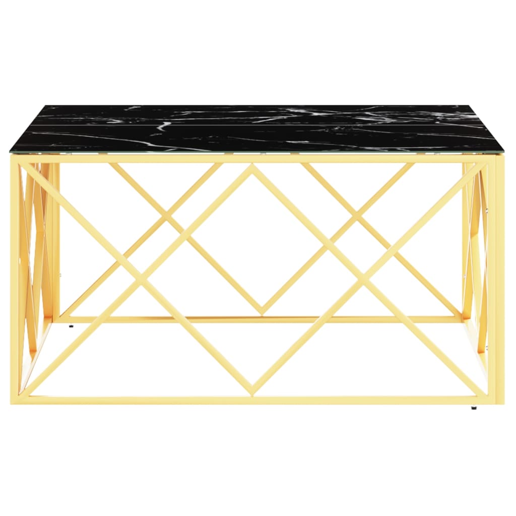 Coffee table, gold, 80x80x40 cm, stainless steel and glass