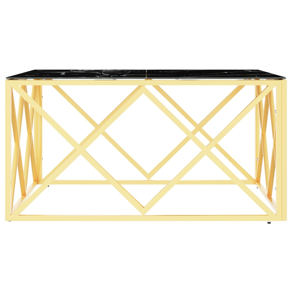 Coffee table, gold, 80x80x40 cm, stainless steel and glass