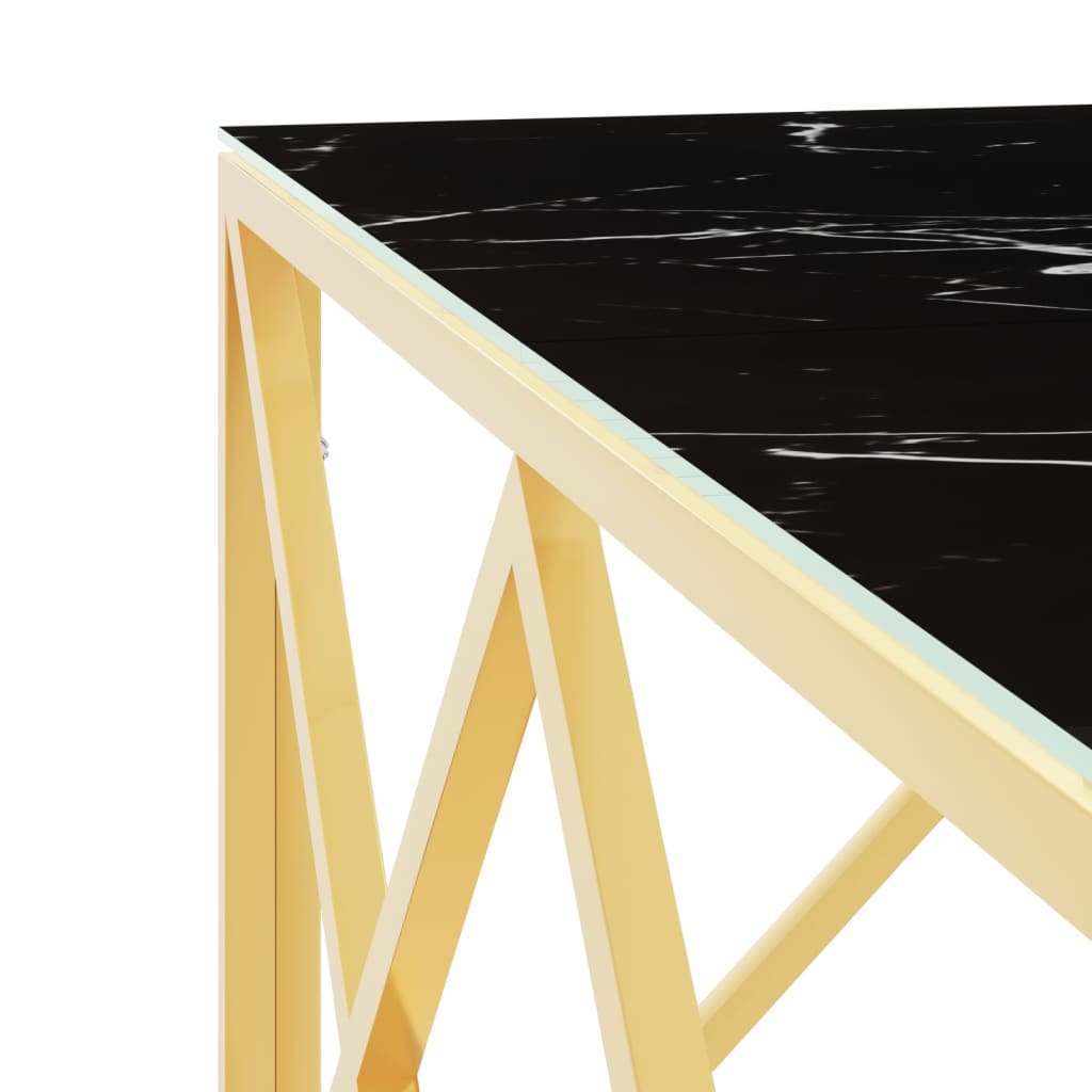 Coffee table, gold, 80x80x40 cm, stainless steel and glass