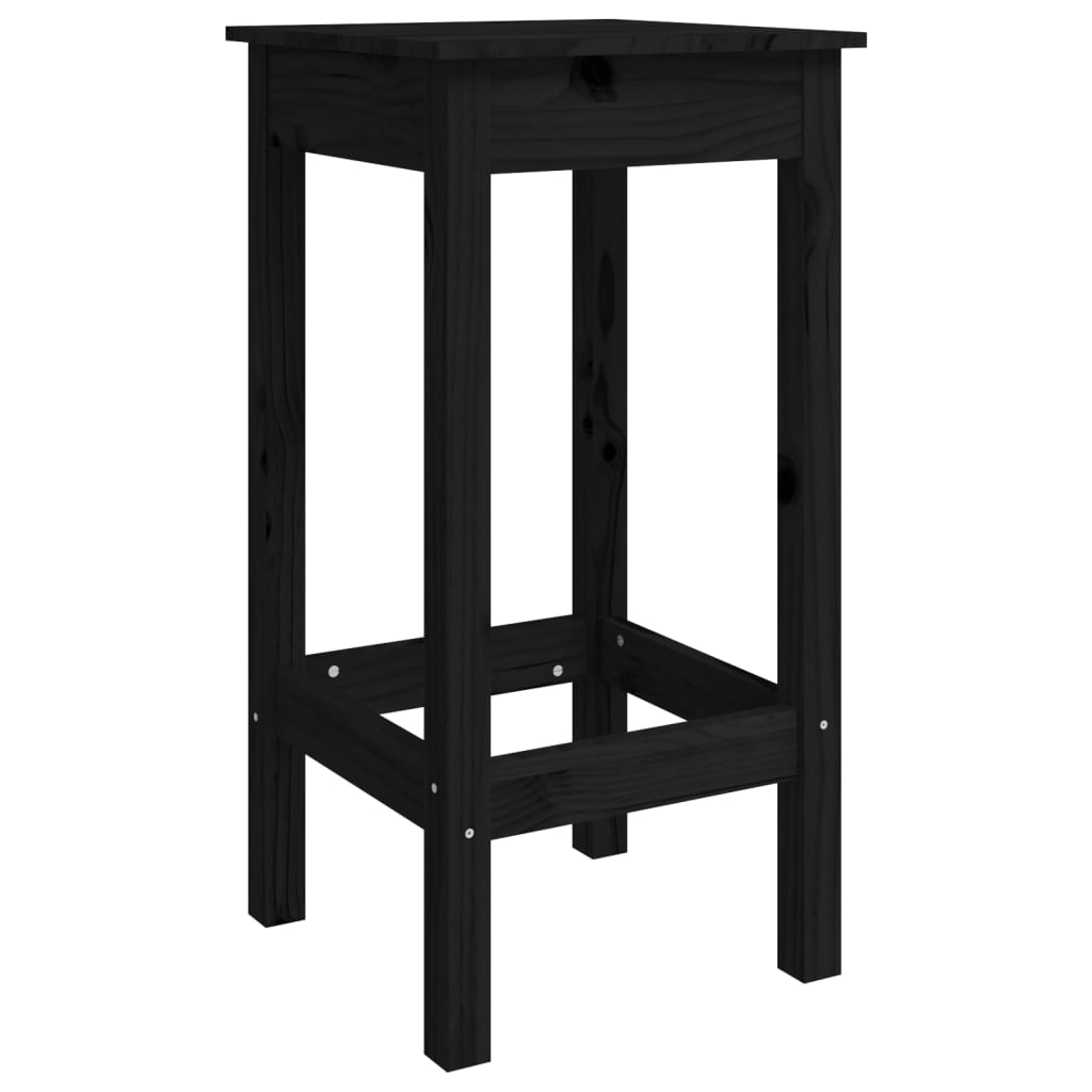 Bar stools, 2 pcs., black, 40x40x78 cm, solid pine wood