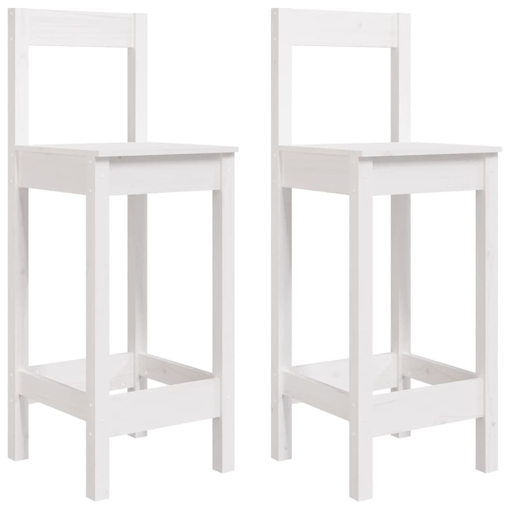 Bar stools, 2 pcs., white, 40x41.5x112 cm, solid pine wood