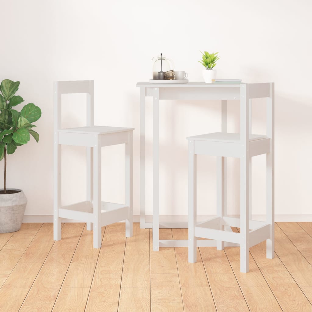 Bar stools, 2 pcs., white, 40x41.5x112 cm, solid pine wood