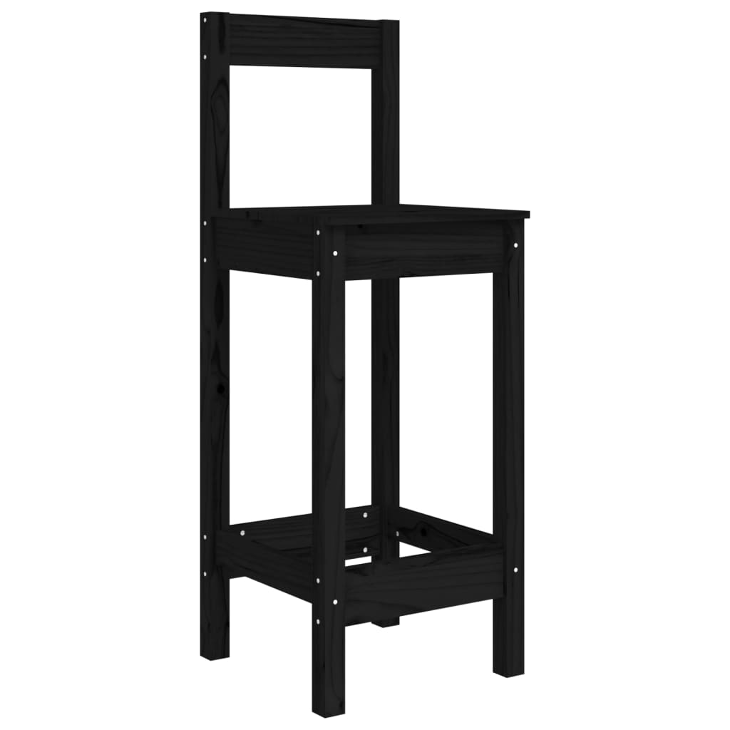 Scaune de bar, 2 buc., negru, 40x41,5x112 cm, lemn masiv pin