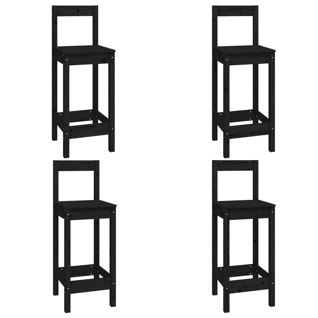 Set mobilier de bar, 5 piese, negru, lemn masiv de pin