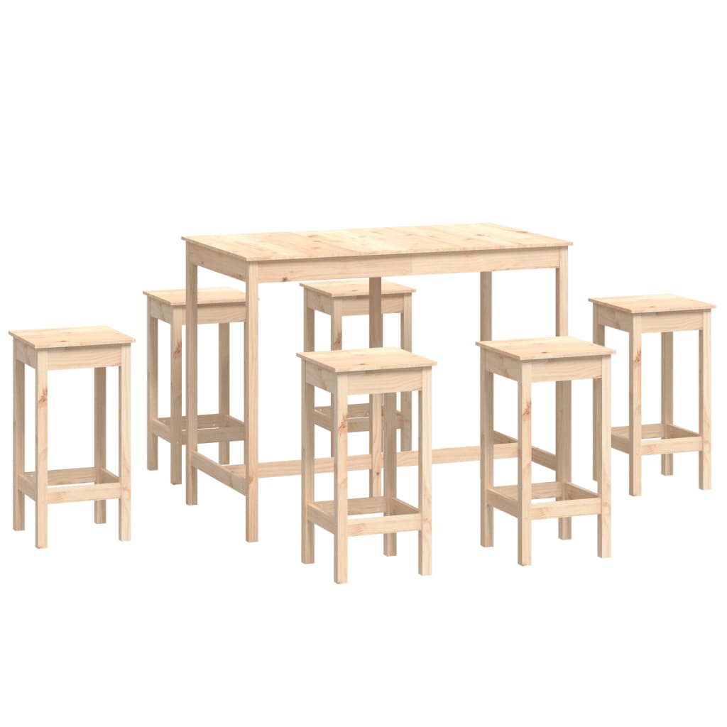 Bar furniture set, 7 pieces, solid pine wood