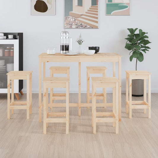 Set mobilier de bar, 7 piese, lemn masiv de pin