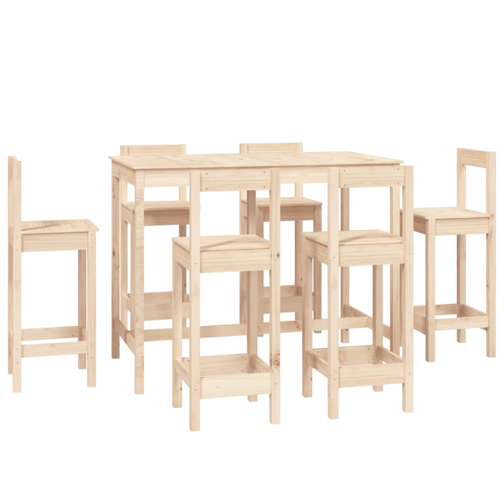 Bar furniture set, 7 pieces, solid pine wood