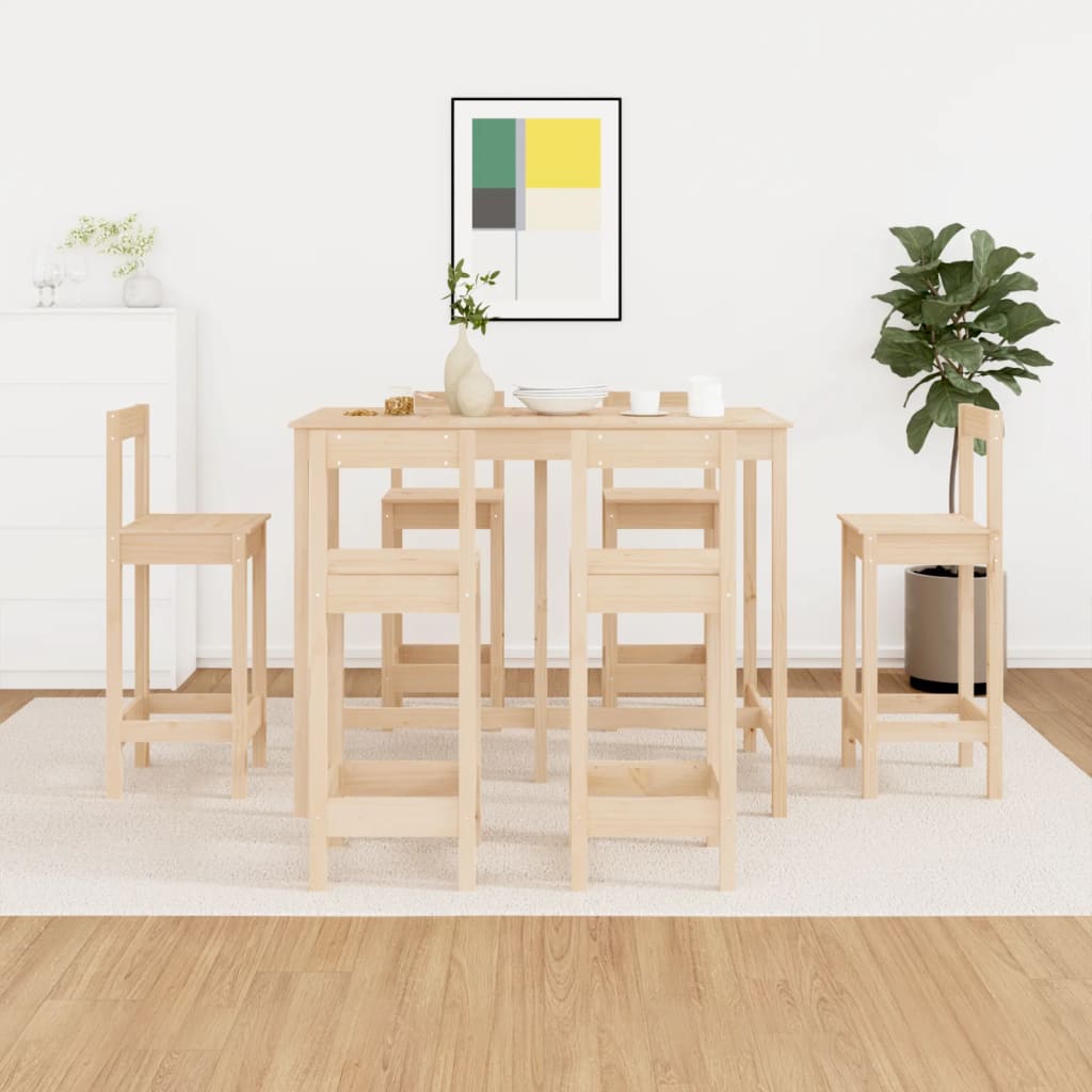 Bar furniture set, 7 pieces, solid pine wood