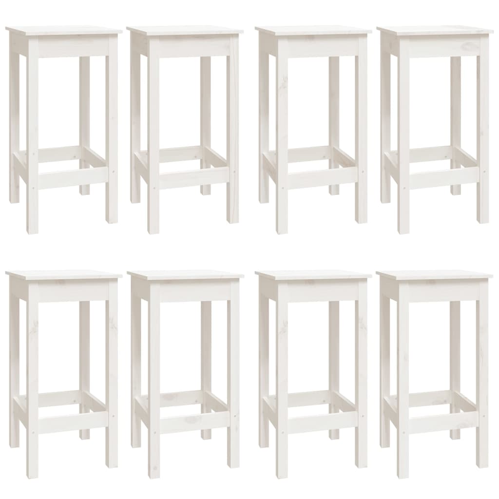 Bar furniture set, 9 pieces, white, solid pine wood