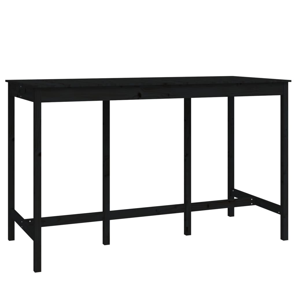 Set mobilier de bar, 9 piese, negru, lemn masiv de pin