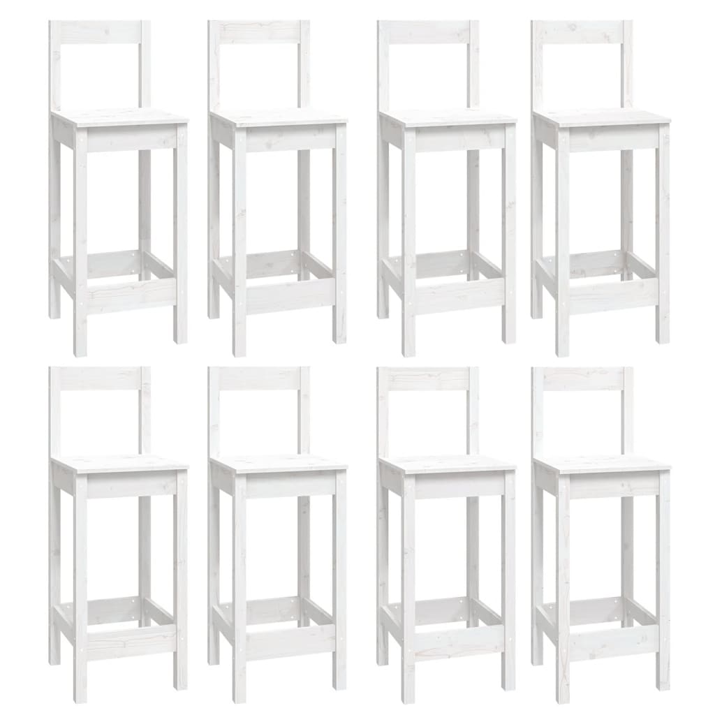 Bar furniture set, 9 pieces, white, solid pine wood