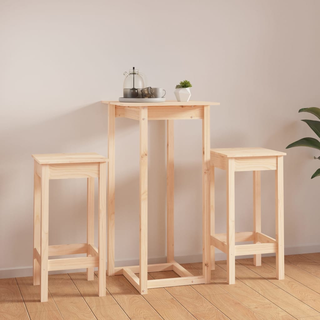 Bar furniture set, 3 pieces, solid pine wood