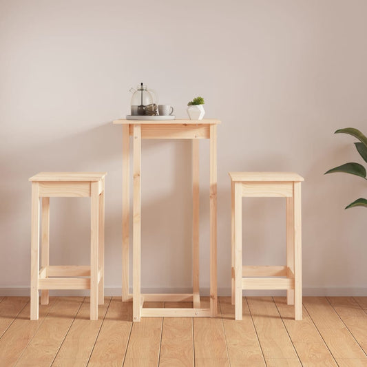 Bar furniture set, 3 pieces, solid pine wood