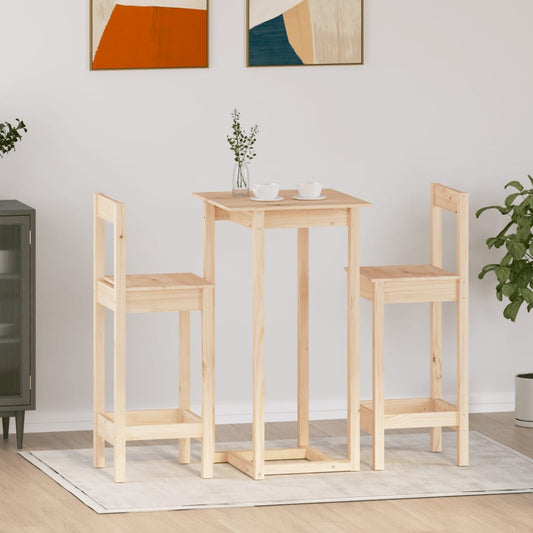 Bar furniture set, 3 pieces, solid pine wood