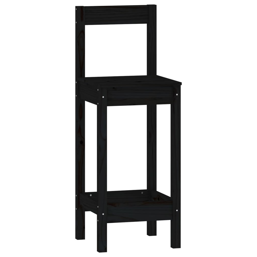 Set mobilier de bar, 3 piese, negru, lemn masiv de pin