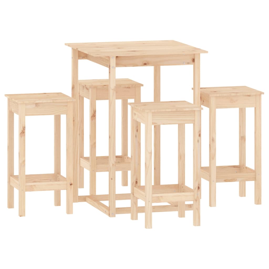 Bar furniture set, 5 pieces, solid pine wood