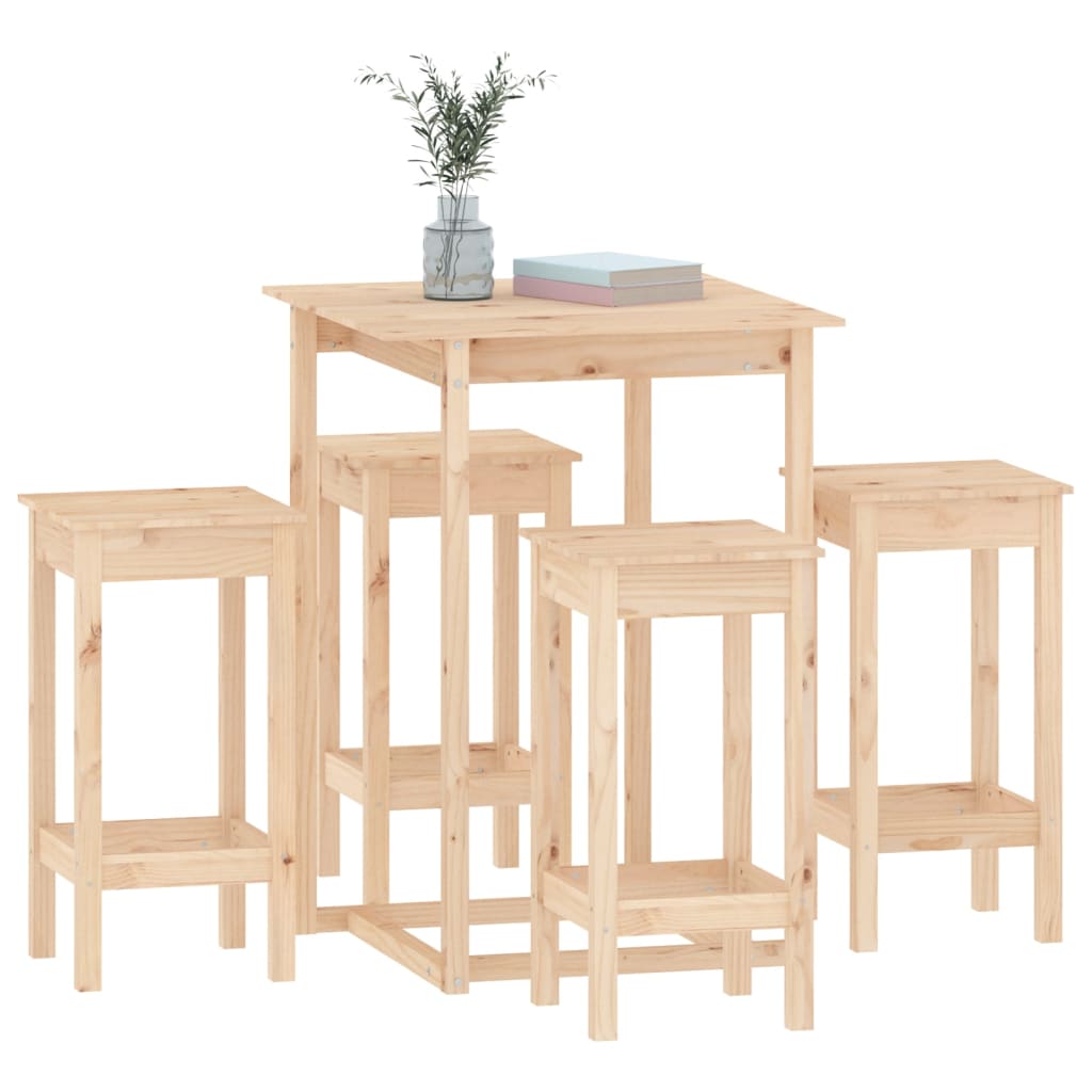 Bar furniture set, 5 pieces, solid pine wood