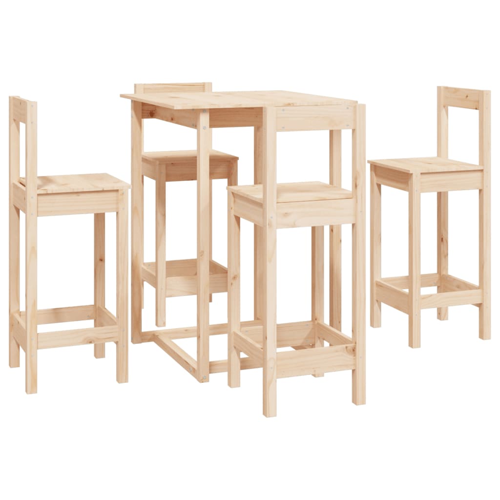 Bar furniture set, 5 pieces, solid pine wood