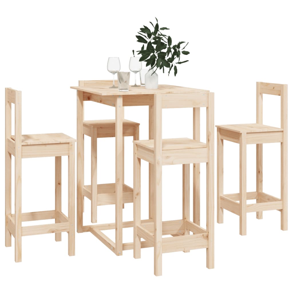 Bar furniture set, 5 pieces, solid pine wood