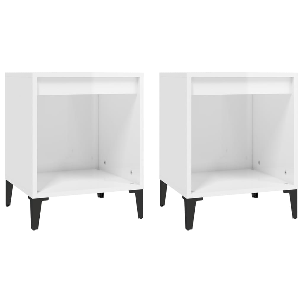 Bedside tables, 2 pcs., high-gloss white, 40x35x50 cm