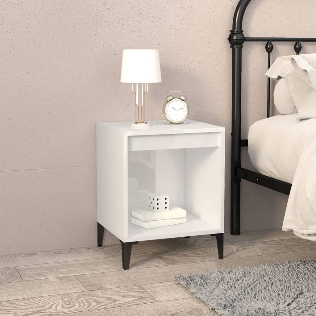 Bedside tables, 2 pcs., high-gloss white, 40x35x50 cm