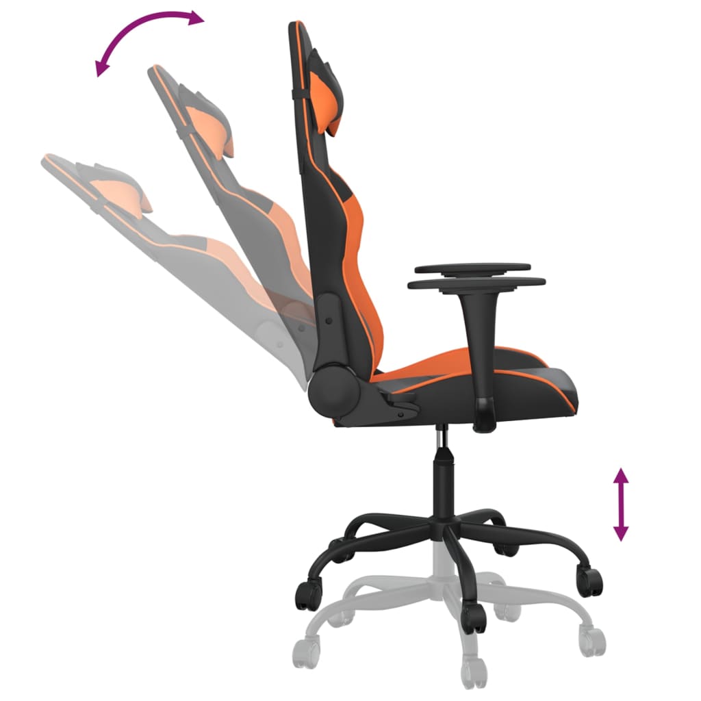 Gaming chair, black and orange, eco-leather