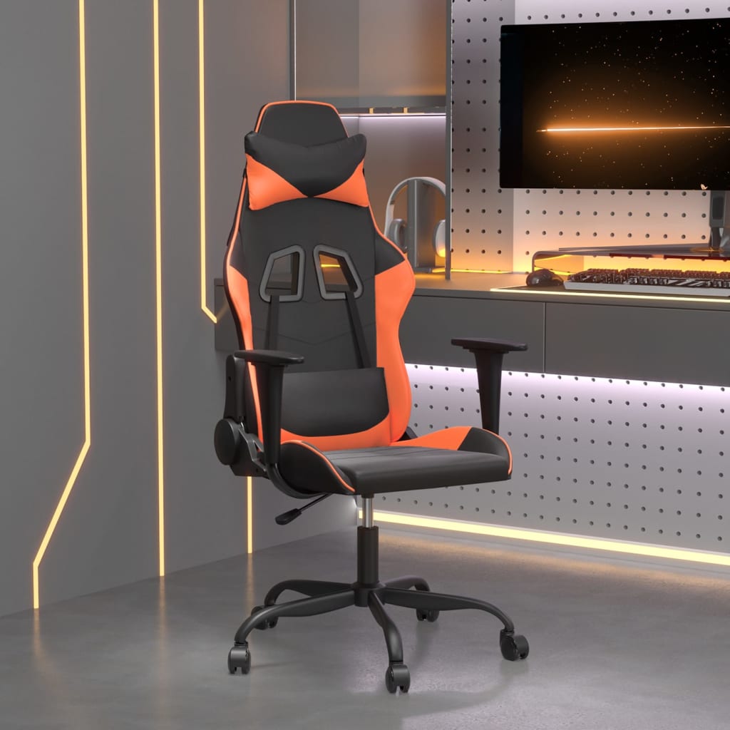 Gaming chair, black and orange, eco-leather