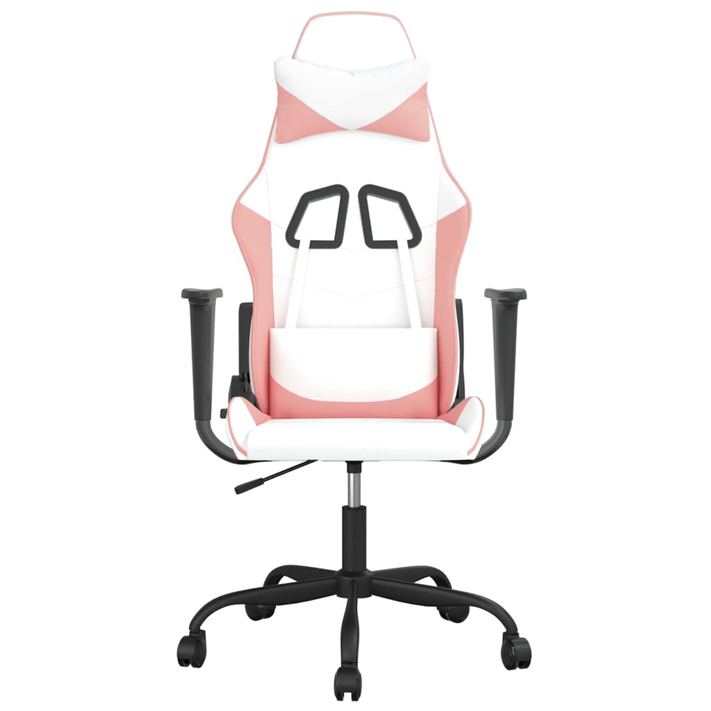 Gaming chair, white and pink, eco-leather