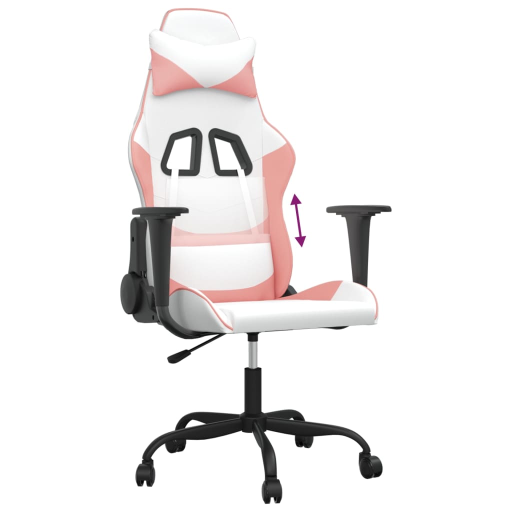 Gaming chair, white and pink, eco-leather