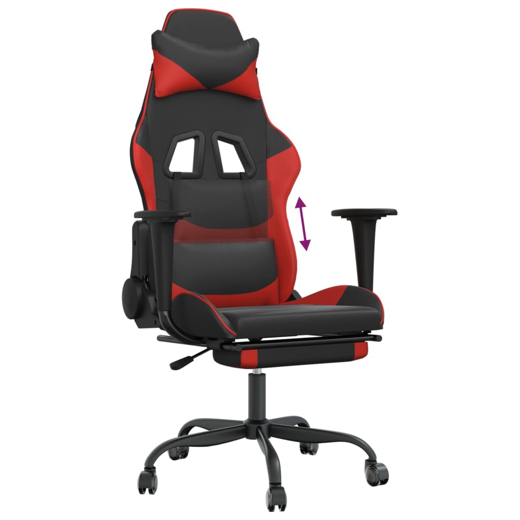 Gaming chair with footrest, black/red, eco-leather