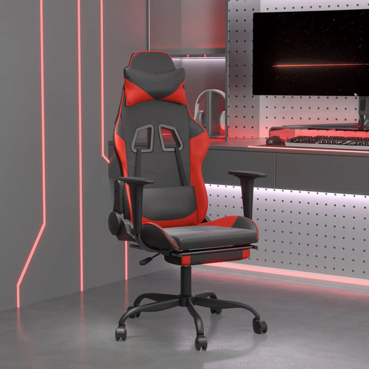 Gaming chair with footrest, black/red, eco-leather