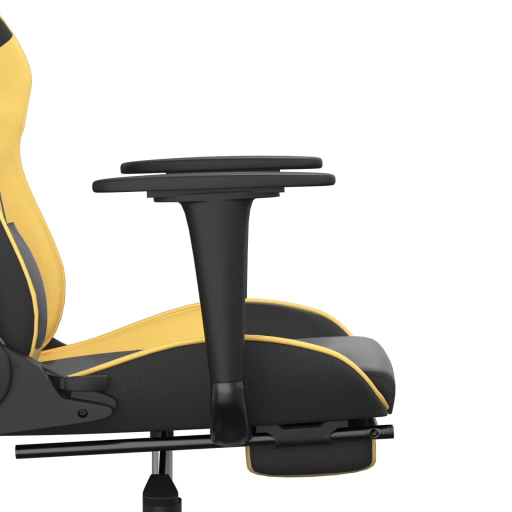 Gaming chair with footrest black/gold, eco-leather