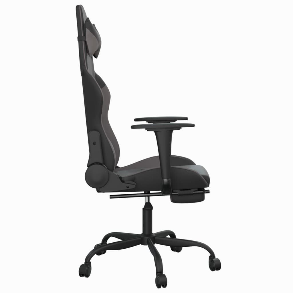 Gaming chair with footrest, black/gray, eco-leather