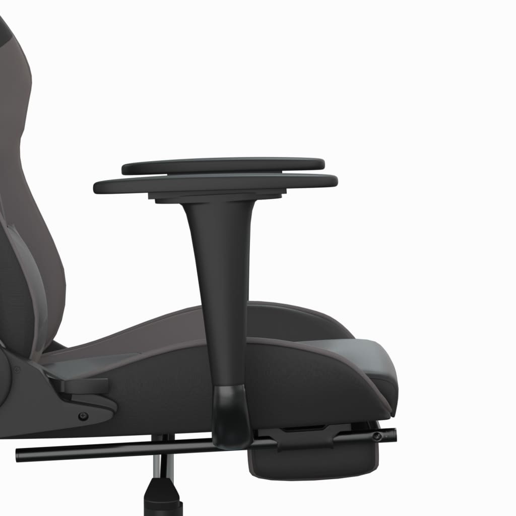 Gaming chair with footrest, black/gray, eco-leather