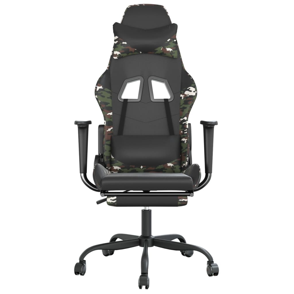 Gaming chair with footrest, black/camouflage, eco-leather