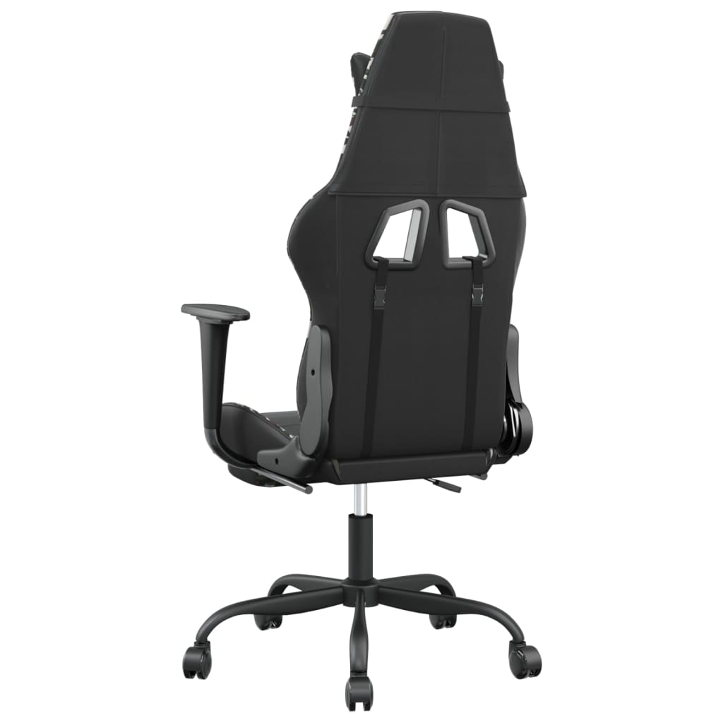 Gaming chair with footrest, black/camouflage, eco-leather