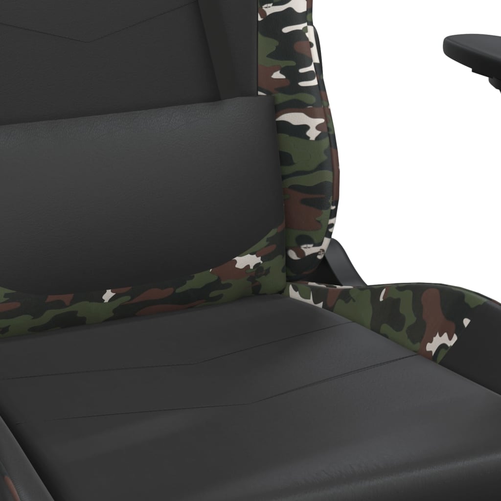 Gaming chair with footrest, black/camouflage, eco-leather