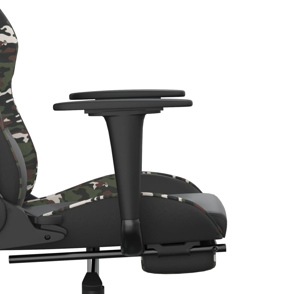 Gaming chair with footrest, black/camouflage, eco-leather